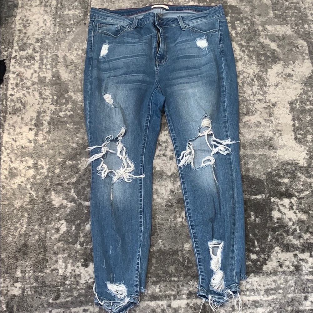 Cello Plus-size distressed denim jeans with stretch
